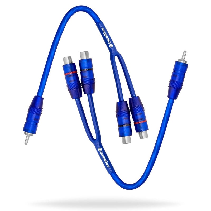 InstallGear 1 ft Shielded 1 Male to 2 Female RCA Y Adapter Splitter Connector - RCA Splitter, 2 Pack - Image 1